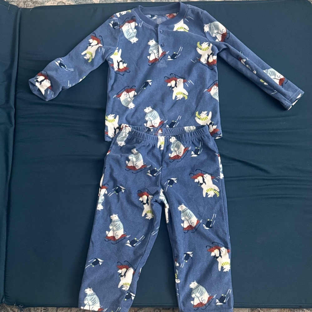 Blue Pajama Set with Cartoon Print